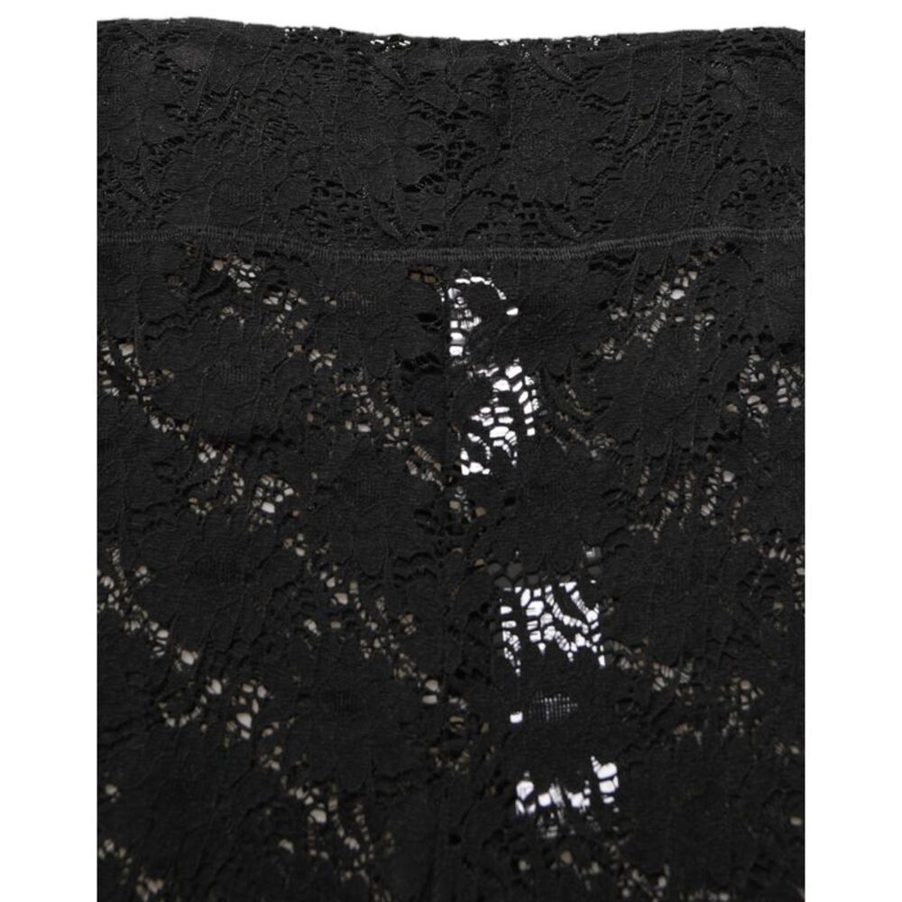 Dolce & Gabbana Black High Waist Sheer Floral Lace Women's Shorts